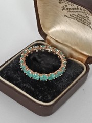 Vintage 1990s 14 Ct Rolled Gold Frosted Emerald Ring Size UK U US 10 Hallmarked
