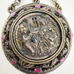 17-18th Century Reliquary Silver Religious Relic Ruby Pendant Necklace AAW17