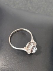Sterling Silver 925 Pear Baguette Halo Ring Size 9.75 Signed RJ 3.51 grams