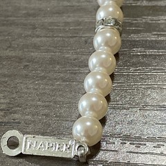 7.25” Bracelet Napier Faux Pearl Strung Silver Tone Highlights Clasp Bracelet