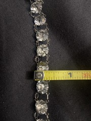 Antique Art Deco Sterling Silver 925 Paste Diamond Bracelet 7.2”Earrings Set 30s