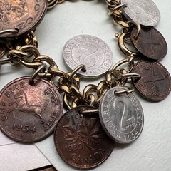 Vtg Sighed Germany 1950’s 15 Coin Bracelet Coins Charm Dangle Coins From 1920