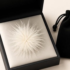 Ostrich Feather Flower Brooch Pin, Natural Beige Large 15cm Vintage Floral