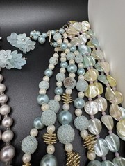 TITLE Vintage Pastel Beaded Jewelry Lot Necklaces Earrings Pearl Glam Retro