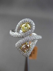 ESTATE LARGE 1.91CTW WHITE & YELLOW DIAMOND 18KT TWO TONE GOLD 3D COCKTAIL RING