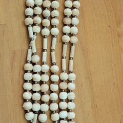 Vintage Boho 3 Strand Bone Bead Necklace Southwestern Tribal Hairpipe 26″