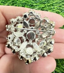 Vintage Juliana Silver Tone Domed Round & Marquise Flower Rhinestone Brooch Pin