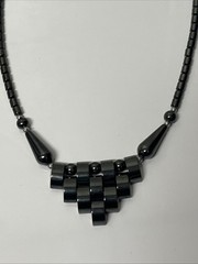 Vintage Hematite Necklace Geometric Natural Stone Design