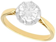 1920s Antique 1.07Ct Diamond and 18k Yellow Gold Solitaire Ring