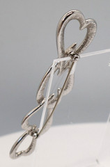 Vintage Monet Silver Tone 4 Interlocking Hearts Brooch 3.5 Inches Long