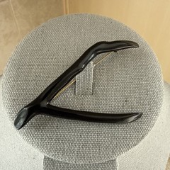 Vintage MCM Black Coral Good Luck & Protection Wishbone Brooch Pin
