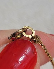 Vintage 40s 14k Gold Filled “M” Monogram BB Co Striped Locket Pendant Necklace