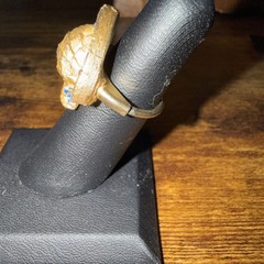 Vintage VENDOME Patented Adjustable Cocktail Ring Blue Rhinestone Gold Tone Dome