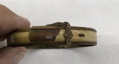 Vintage Solid Copper/Brass & Inlaid Mother of Pearl Shell Bangle Bracelet