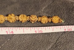 16″ Antique Carved Floral Bovine-Bone Bead Necklace Art Deco–As Is Needs Repair