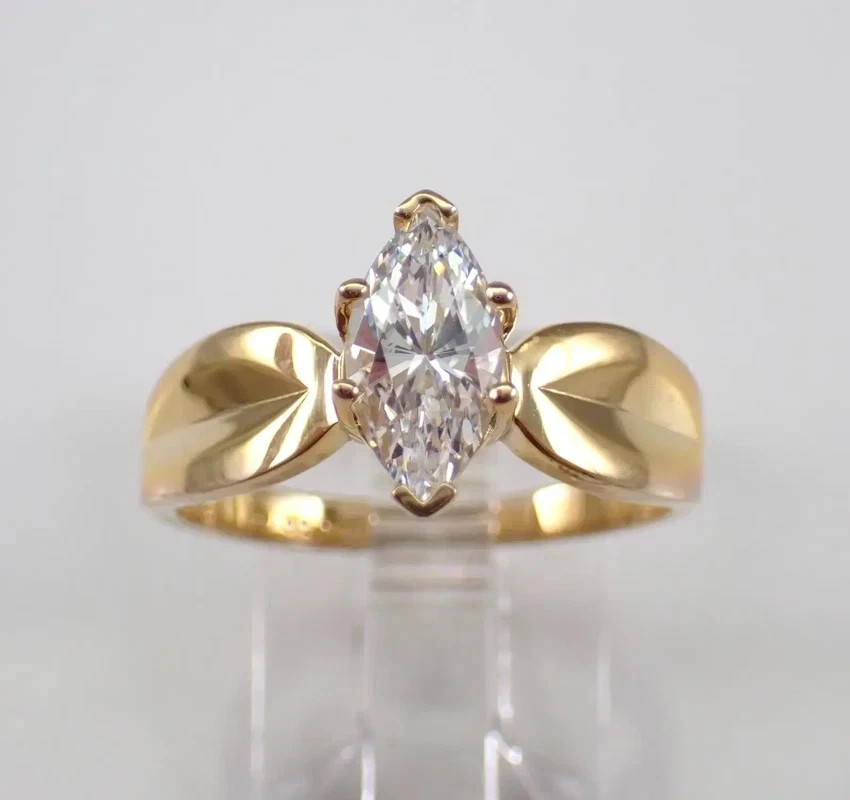 2.00Ct Marquise Cut Lab Created Diamond Engagement Ring 14K Yellow Gold Plated