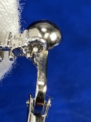 Vtg Silvertone 4 Rhinestone Linear Bezel Set Dangle Drop Clip On Estate Earrings