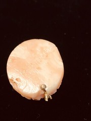 Vintage Japanese Carved Light Pink Salmon Coral Cameo 23mm 23.7ct