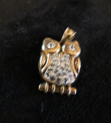 VINTAGE CHARM PENDANT STERLING SILVER OWL WITH STONES 17MM….