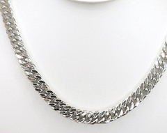 Vintage Rhodium Plated 9mm Curb Chain Choker Necklace 14″- 17.5″ Hook Clasp