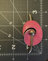 Les Bernard Pink Lily Pad Flower Brooch Gold Enamel Signed Modernist Couture 3”!