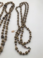 3 Vintage Wood 56 inch Beaded Necklaces With Tag Made In Japan NOS