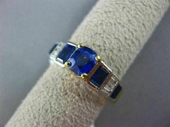 ESTATE 2.46CT DIAMOND & SAPPHIRE 18KT TWO TONE GOLD 3D FILIGREE ENGAGEMENT RING