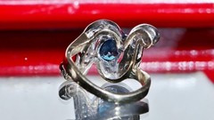 18k white gold size 4 ring 1.42ct natural, treated sapphire diamond 4.80gr N3444