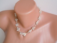 Necklace Beads Rose Quartz Chips 32.6 G/Adjustable Length 39-47 Cm