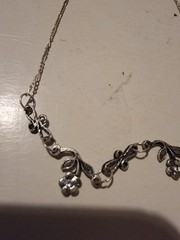 Vintage Flower 18k White Gold Plated Necklace Flowers Link