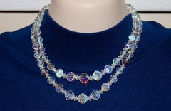 LOT of 2 Vintage 2 & 3 Strands 1950’s Aurora Borealis Necklaces – Never Worn!!