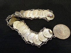 # 654- VINTAGE MEXICO COIN BRACELET-21 REAL COINS