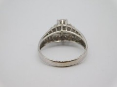 SWEET ANTIQUE 18K SOLID WHITE GOLD DIAMOND RUBY STONE RING