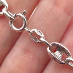 925 Sterling Silver Vintage Italy Anchor Mariner Link Bracelet 7.25″