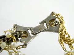 Vintage Unbranded Goldtone Faux Pearl and Carnelian Costume Bracelet