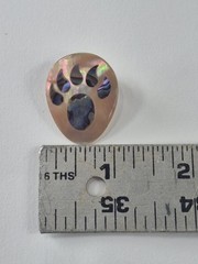 Rare NOS Vintage STORRS Bear Paw Totem Pin Inlaid Fire Abalone Brooch Alaska