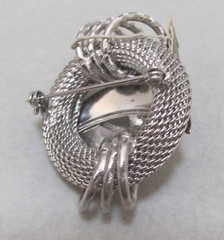 Vtg CONTINENTAL Modernist Layered Silver Tone Mesh Brooch w Tag 1-3/4” NOS