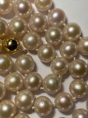 Necklace 10mm Cultured Pearl pinkish lavender KNOTTED silk 9mm 14k ball clasp