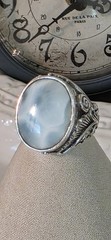 Vintage 925 Larimar Ring Thailand Sterling Silver Large Oval Statement Size 6