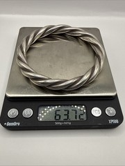 900 Silver Chucky Heavy Twisted Mexico Taxco Bracelet Bangle (63.7gr)