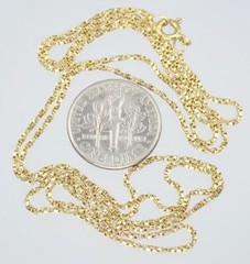 Pretty Vintage 24” Solid 18K Yellow Gold 1mm Square Belcher Chain Necklace 4.7g