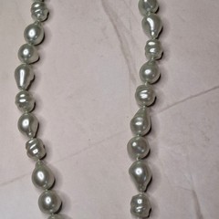 Baroque Pearl Necklace Irregular Iridescent Light Green Faux Pearl Beads Vintage