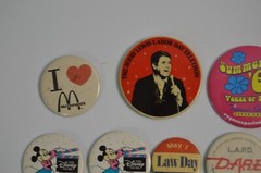 16 Vintage Pinbacks Buttons Disney Store Law DARE Yogi Jerry Lewis Drugs United