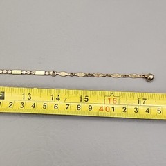 Vintage Linked Necklace Fold Over Gold Tone Textured Clear Rhinestones 16″