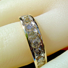 Original EARTH MINED DIAMOND Deco Wedding Band Anniversary Ring SOLID 14K GOLD 7