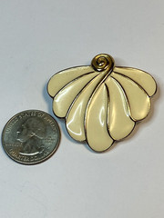 Trifari Brooch Rare VTG 1970s-1980s Signed Goldtone White Enamel Peacock Pin Fan