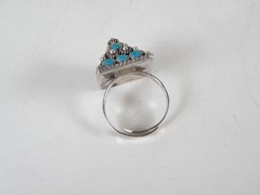 Vintage Taxco Mexico Turquoise Cannetille Sterling Silver Pyramid Ring 8