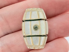 Antique Mother of Pearl Shell Barrel with Rhinestone Jewelry Finding AS IS .75In