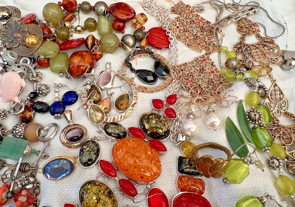 Artisan Estate Jewerly VTG/Now Glam Art Glass Woven Big Statement Boho