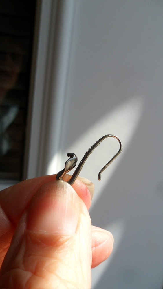 VINTAGE STERLING SNAKE FRENCH WIRE EARRINGS